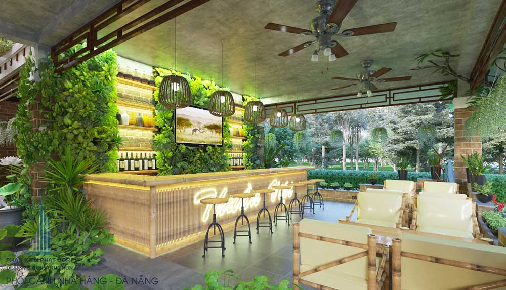 Phối cảnh thiết kế nội thất nhà hàng Thuần Việt góc 5